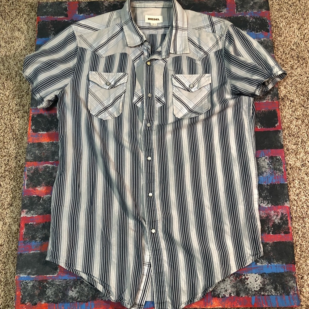 Diesel Mens Western Button Up Short Sleeve Medium